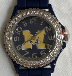 Michigan Wolverines Ladies Crystals Watch, Gift for Her Mom Anniversary, NCAA